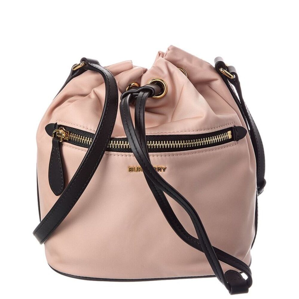 Burberry Drawstring Nylon Bucket Bag, Pink